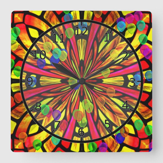 Rose Quadratische Wanduhr (Vorderseite)