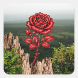 Rose quadratischer aufkleber
