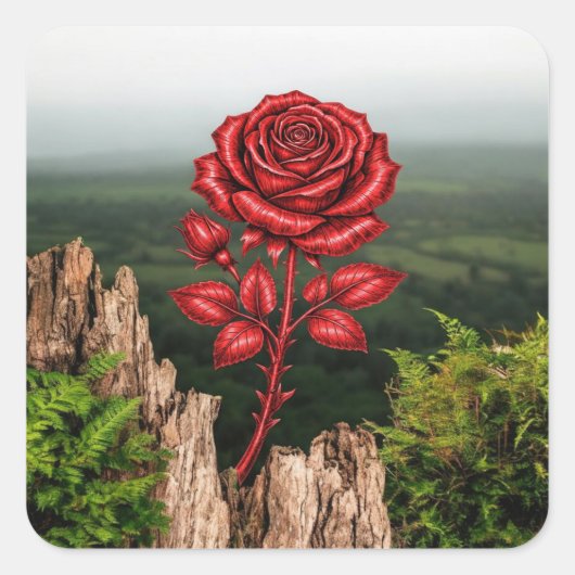 Rose quadratischer aufkleber (Vorderseite)
