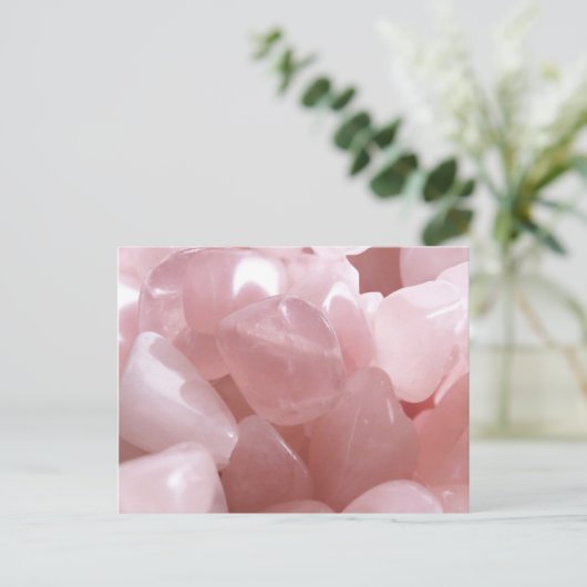 Rose Quarts spirituelle rosa Liebe Kristall Postka Postkarte (Stehend Vorderseite)