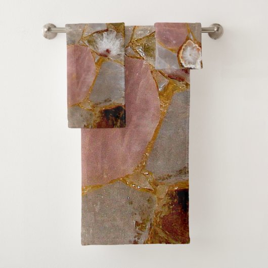 Rose Quartz Amethyst Geode Badhandtuch Set (Insitu)