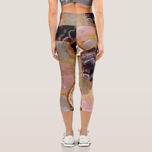 Rose Quartz Amethyst Geode High Waisted Capris (Rückseite)