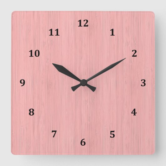 Rose Quartz Bamboo Holzkörner Look Quadratische Wanduhr (Vorderseite)