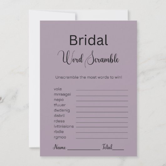 Rose Quartz Bridal Word Scramble Einladung (Vorderseite)