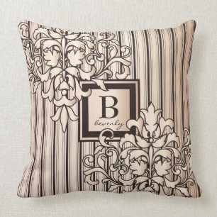 Rose Quartz Damask Stripes Monotone Neutrales Mädc Kissen