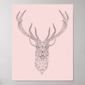 Rose Quartz Deer Geometric Poster - Farbe anpassen (Vorne)
