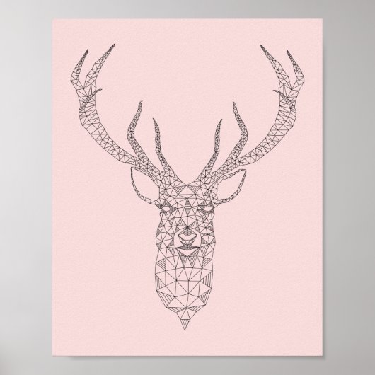Rose Quartz Deer Geometric Poster - Farbe anpassen (Vorne)