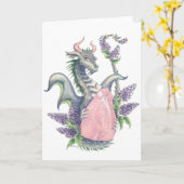 Rose Quartz Dragon - Greeting Card Karte (Gelbe Blume)