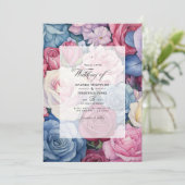 Rose Quartz, Dusty Blue, Pink und Cream Wedding Einladung (Stehend Vorderseite)
