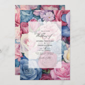 Rose Quartz, Dusty Blue, Pink und Cream Wedding Einladung (Vorne/Hinten)