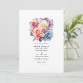 Rose Quartz, Dusty Blue, Pink und Cream Wedding Einladung (Stehend Vorderseite)