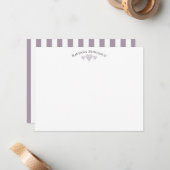 Rose Quartz Elegant Wavy Hearts Striped Note Card Mitteilungskarte (Vorderseite/Rückseite Beispiel)
