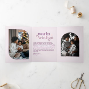 Rose Quartz Frost Cosy Vibes Retro Foto Dreifach Gefaltete Urlaubskarte
