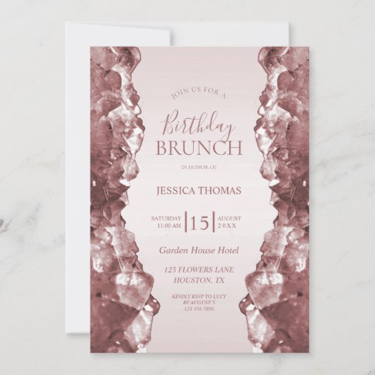 Rose Quartz Geburtstagsbrunch Einladung (Vorderseite)