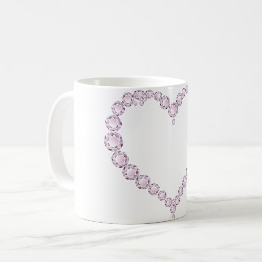 Rose Quartz Gem Herz Kaffeetasse (Vorderseite Links)