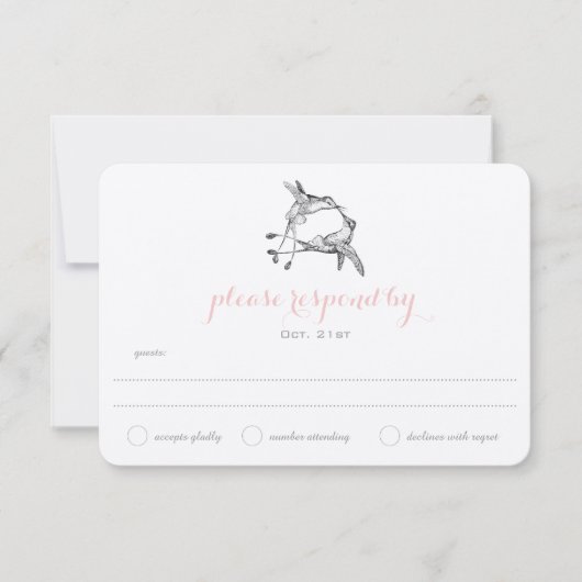 Rose Quartz Hummingbird Kiss Wedding Wedding RSVP (Vorderseite)