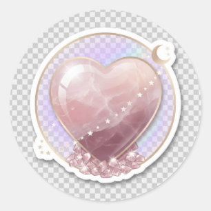 Rose Quartz Kristall Herz Celestial Aufkleber   Mo
