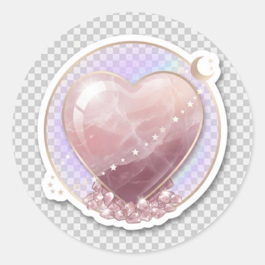 Rose Quartz Kristall Herz Celestial Aufkleber | Mo (Vorderseite)