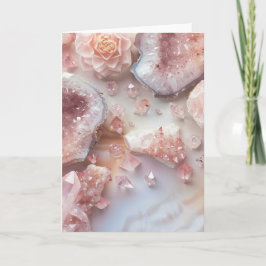 Rose Quartz Kristall | Liebesstein Rosa  Fotokarte Karte