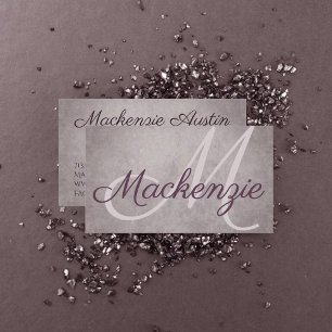 Rose Quartz Matte   Dusty Mauve Pink Monogram Visitenkarte