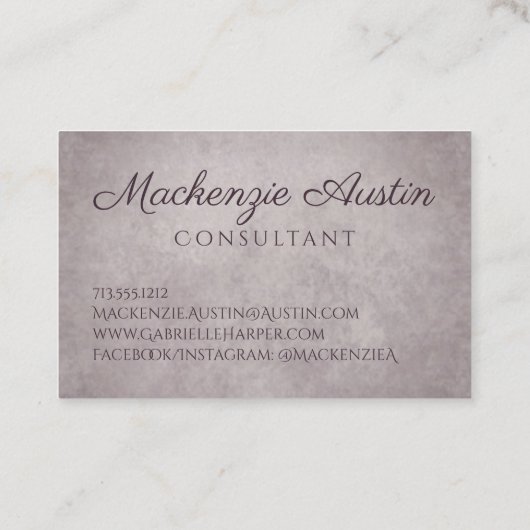 Rose Quartz Matte | Dusty Mauve Pink Monogram Visitenkarte (Rückseite)