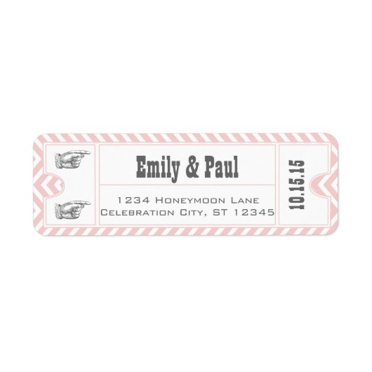 ROSE QUARTZ PINK Wedding Save the Date TICKET (Vorne)