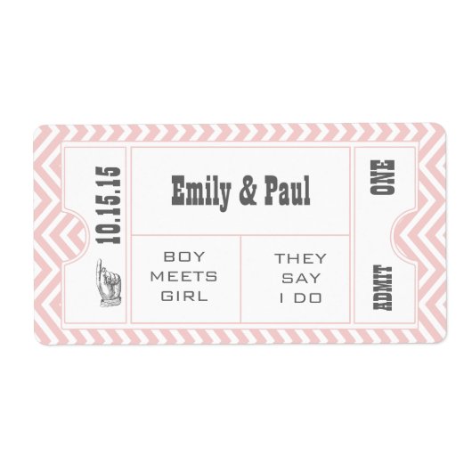 ROSE QUARTZ PINK Wedding Save the Date TICKET (Vorne)