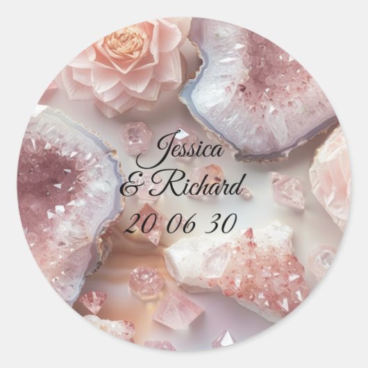 Rose Quartz Romance Wedding Personalized Sticker (Vorderseite)