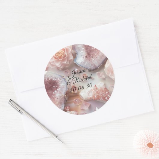 Rose Quartz Romance Wedding Personalized Sticker (Umschlag)
