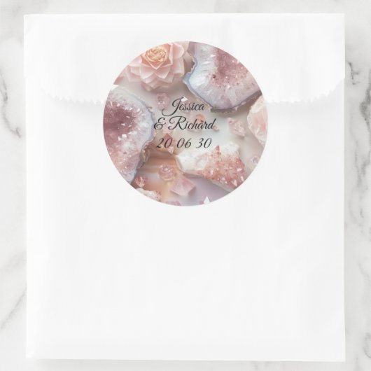 Rose Quartz Romance Wedding Personalized Sticker (Tasche)