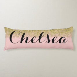 Rose Quartz-Rosa Glitzer Name Pillow Seitenschläferkissen