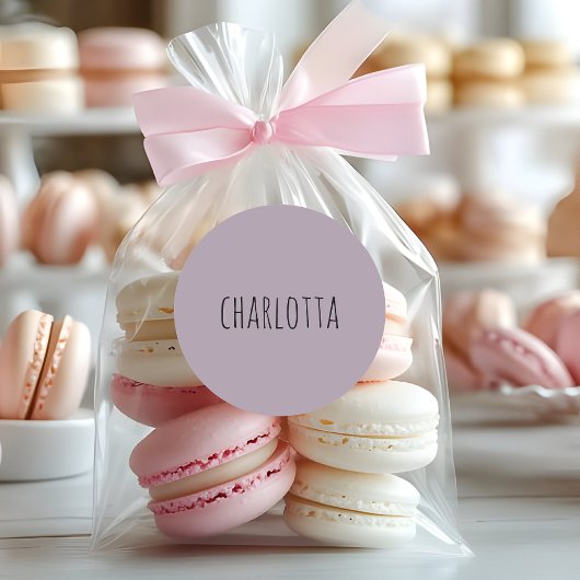 Rose Quartz | Schwarzer Personalisierter Name Runder Aufkleber