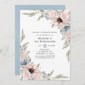 Rose Quartz & Serenity Floral Bridesmaids Einladung (Vorne/Hinten)