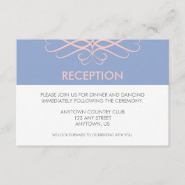 Rose Quartz und Blau, Elegante Schnörkel Hochzeit Begleitkarte