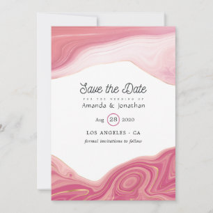 Rose Quartz und Blush Strata Agate Stone Wedding Save The Date