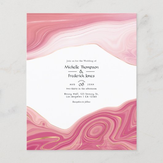 Rose Quartz und Blush Strata Hochzeit Einladung Flyer (Vorne)