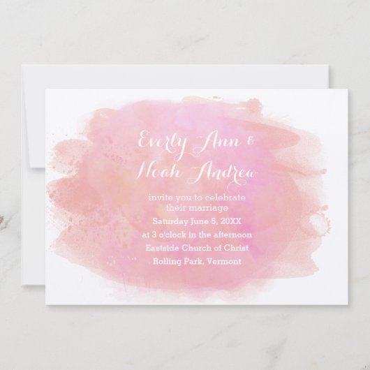 Rose Quartz und Lavender Watercolor Wedding Einladung (Vorderseite)