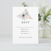 Rose Quartz und Serenity Blumenhochzeit RSVP Karte (Stehend Vorderseite)