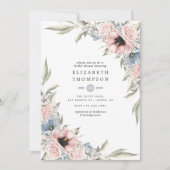 Rose Quartz und Serenity Blumenkohl Brautparty Einladung (Vorderseite)