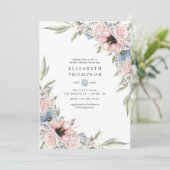 Rose Quartz und Serenity Blumenkohl Brautparty Einladung (Stehend Vorderseite)