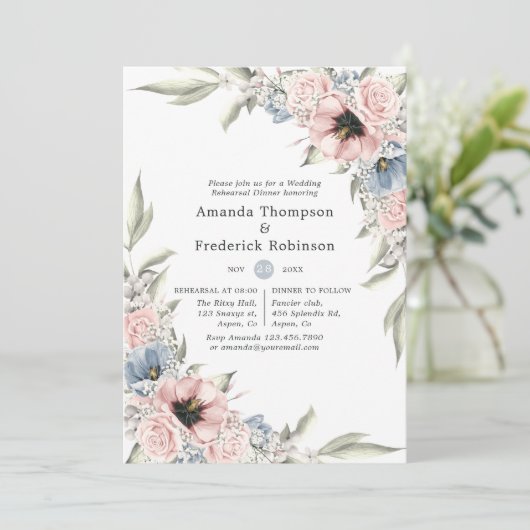 Rose Quartz und Serenity Probe Abendessen Einladung (Stehend Vorderseite)