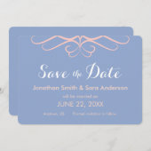 Rose Quarz auf blau, elegant Save the Date (Vorne/Hinten)