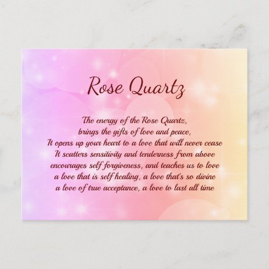 Rose Quarz Crystal Postcard Postkarte (Vorderseite)