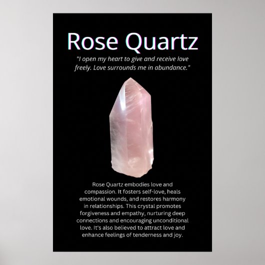 Rose Quarz Crystal Stone Bedeutung Poster (Vorne)