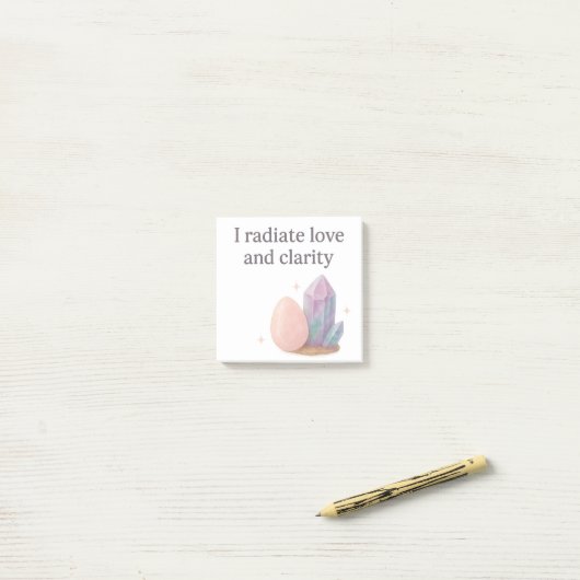 Rose Quarz & Fluoritkristall Affirmation Post-it Klebezettel (Auf Schreibtisch)