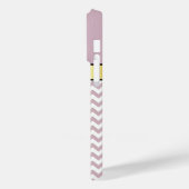 Rose Quarz Light Pink & White ZigZag, Gold Band Case-Mate iPhone Hülle (Rückseite / Links)