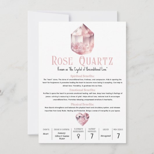 Rose Quarz Rosa Kristallmetaphysische Bedeutung Einladung (Vorderseite)