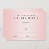 Rose Quarz Shabby Chic Modernes Geschenkgutschein (Vorne/Hinten)