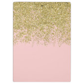 Rose Quarz und Gold Glitzer Kaskade Klemmbrett (Rückseite)