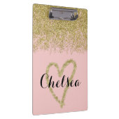 Rose Quarz und Gold Glitzer Kaskade Klemmbrett (Rechts)